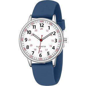 Women's Blue Waterproof Analog Silicone Stylish Second Hand Buckle Wrist Watch